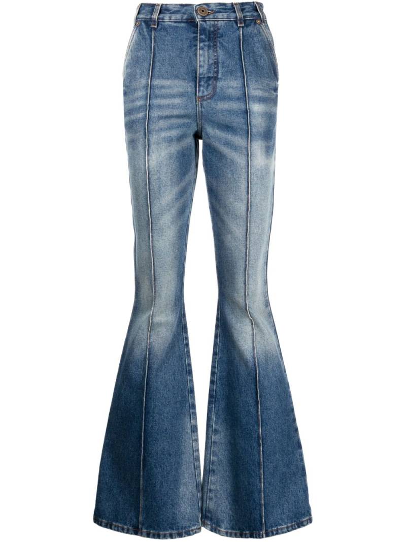 Balmain high-waisted cotton flared jeans - Blue von Balmain