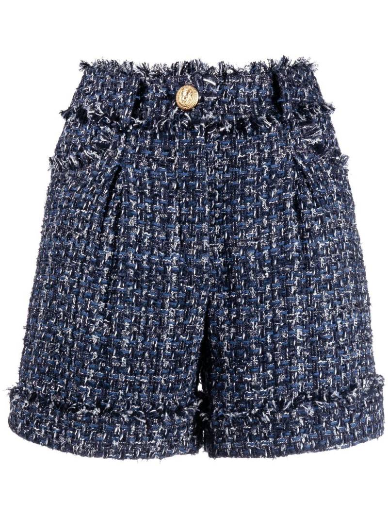 Balmain high-waisted tweed shorts - Blue von Balmain