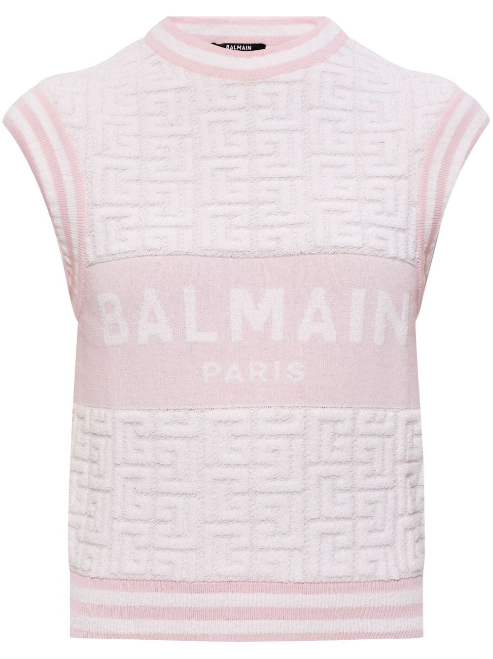Balmain intarsia-knit logo vest - Pink von Balmain