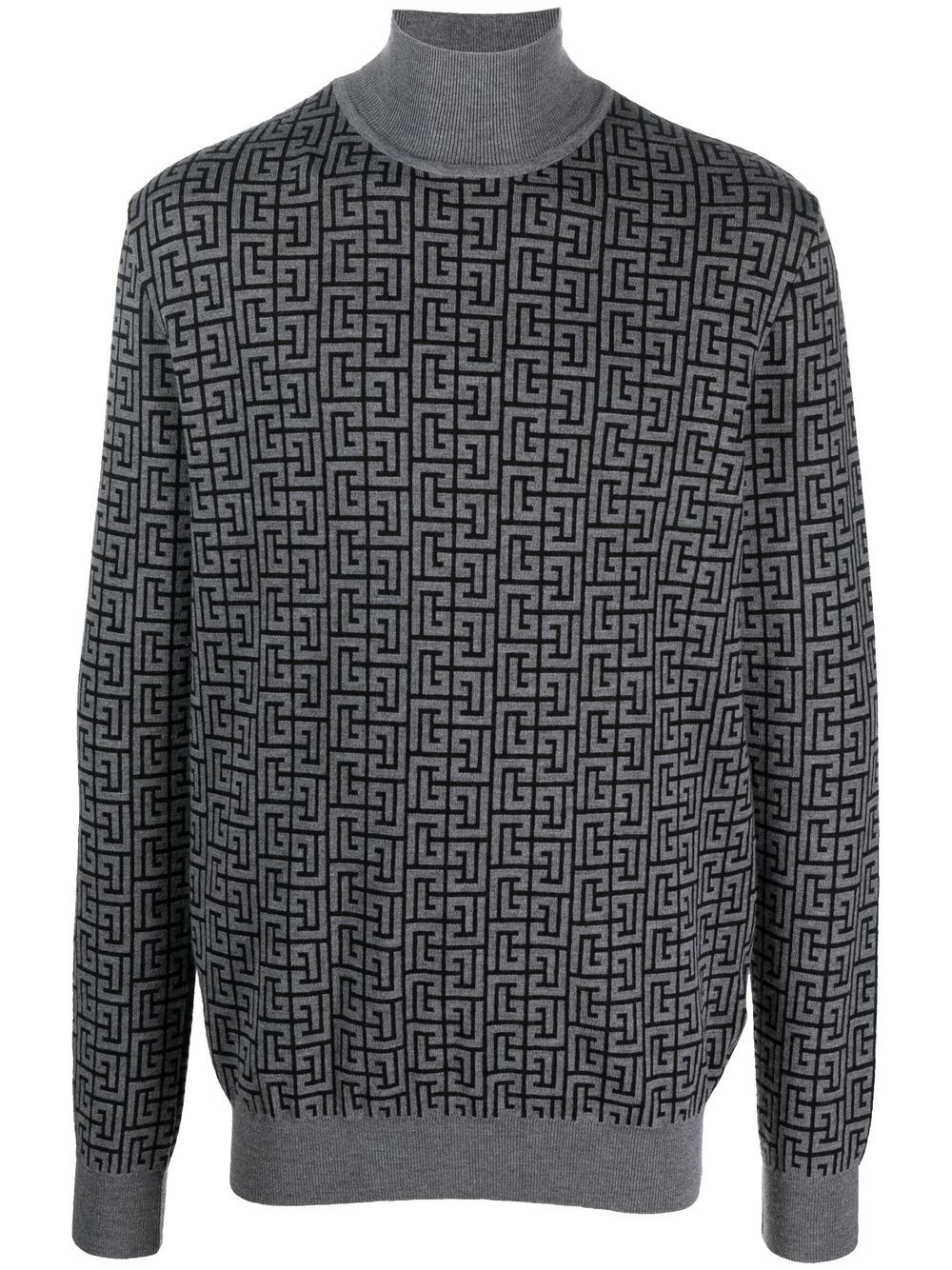 Balmain intarsia-knit roll-neck jumper - Grey von Balmain