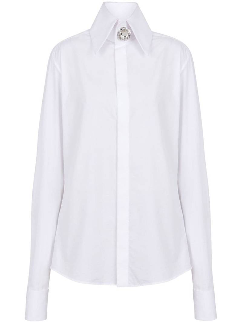 Balmain jewel-embellished cotton-poplin shirt - White von Balmain