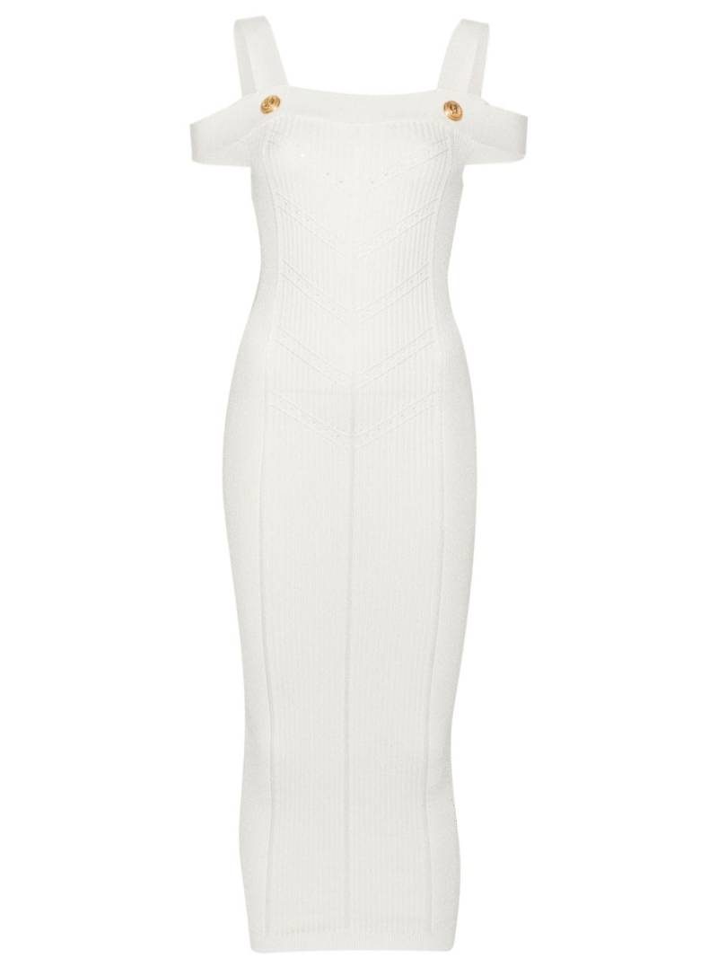 Balmain double-strap ribbed-knit dress - White von Balmain