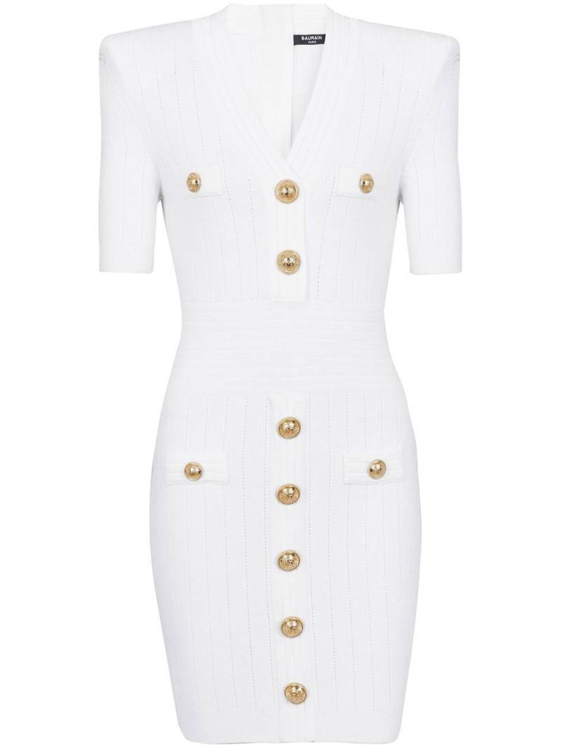 Balmain knitted button-embellished minidress - White von Balmain