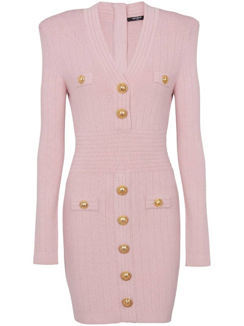 Balmain button-embellished knitted minidress - Pink von Balmain