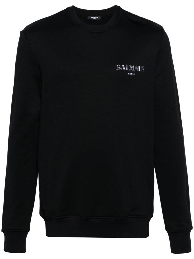 Balmain logo-appliqué crew-neck sweatshirt - Black von Balmain