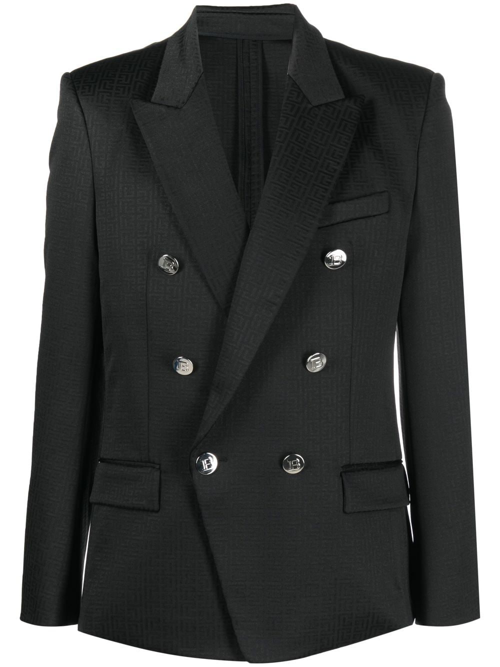 Balmain logo button double breasted blazer - Black von Balmain