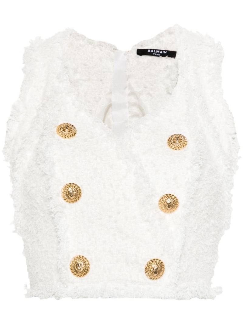 Balmain logo-embossed buttons top - White von Balmain