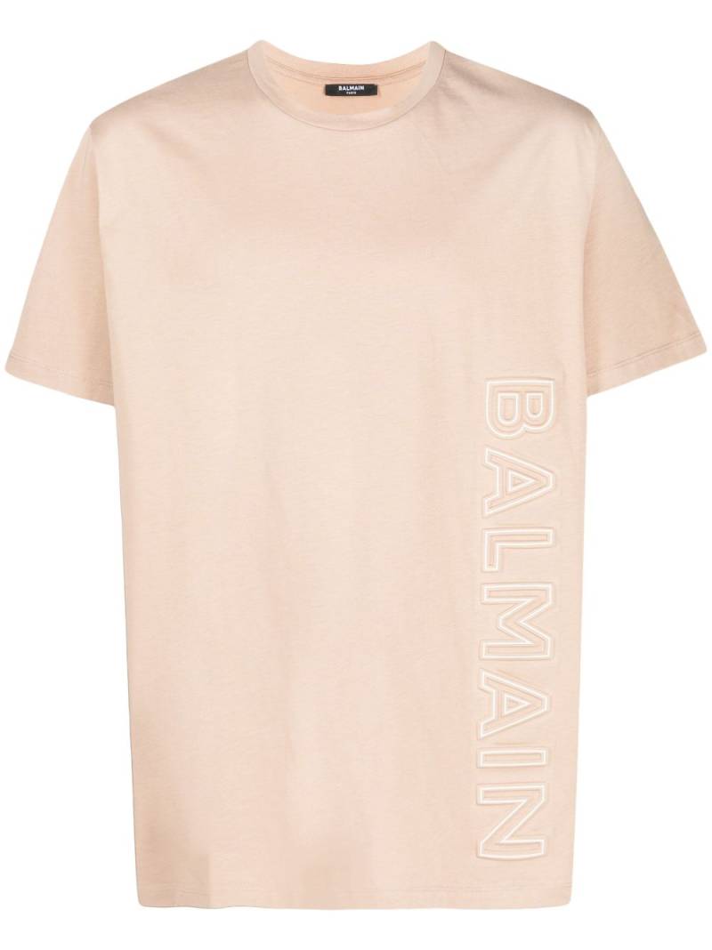 Balmain logo-embossed cotton T-shirt - Neutrals von Balmain