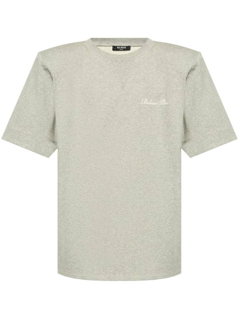 Balmain logo-embroidered cotton T-shirt - Grey von Balmain