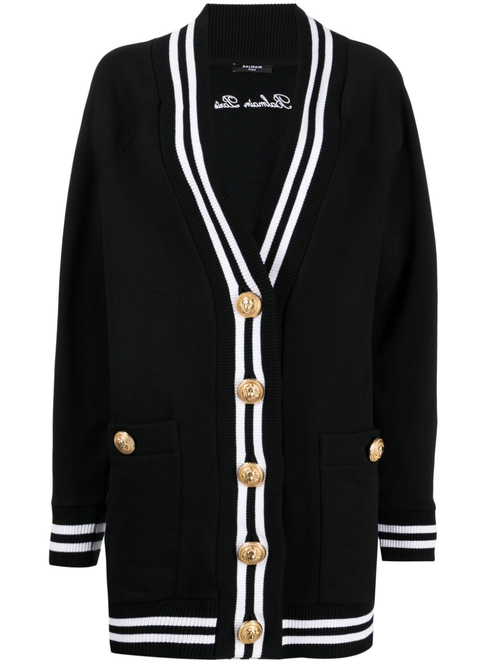 Balmain logo-embroidered cotton cardigan - Black von Balmain