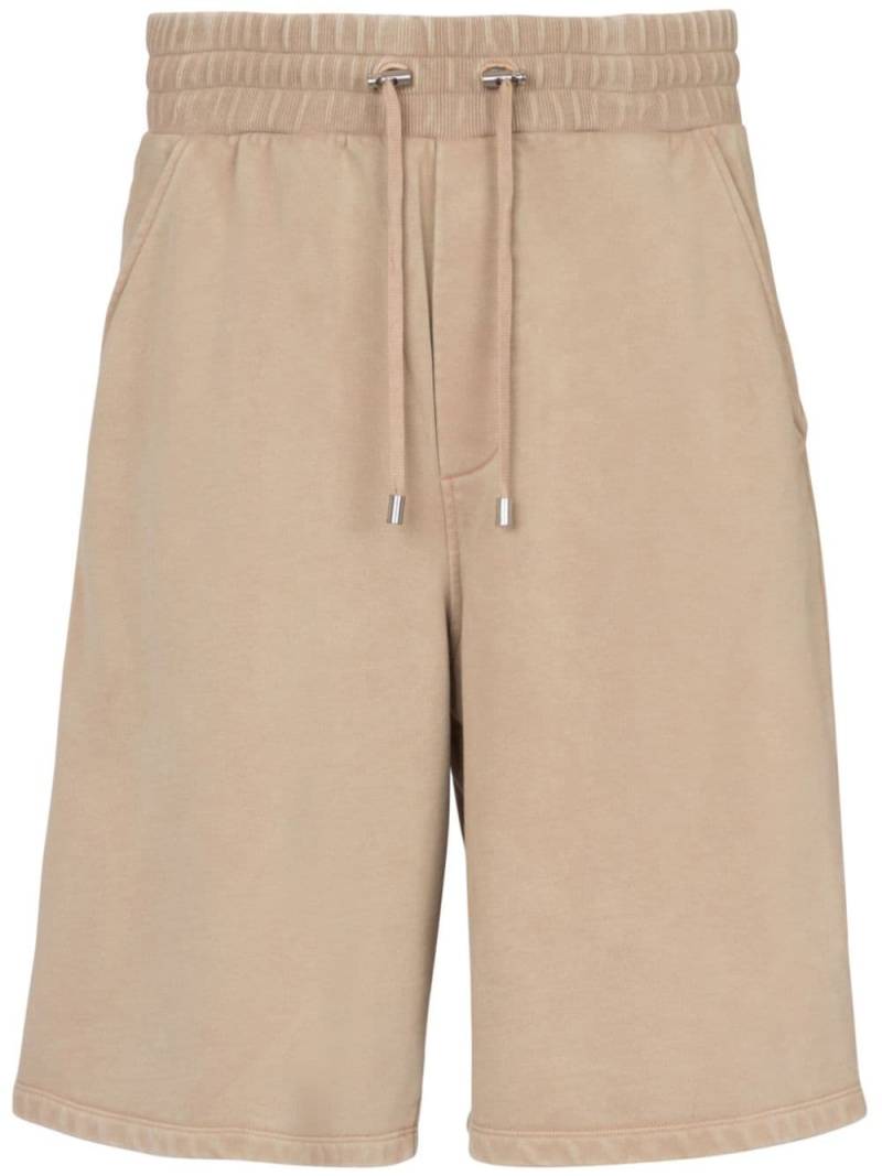 Balmain logo-embroidered cotton shorts - Neutrals von Balmain