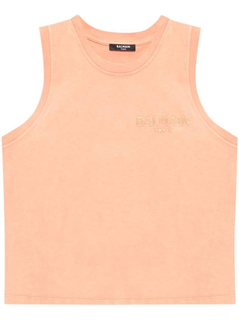 Balmain logo-embroidered cotton vest - Pink von Balmain