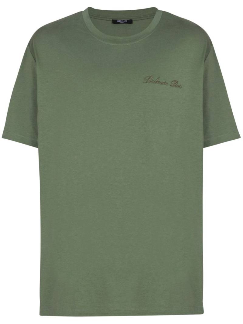 Balmain logo-embroidered t-shirt - Green von Balmain