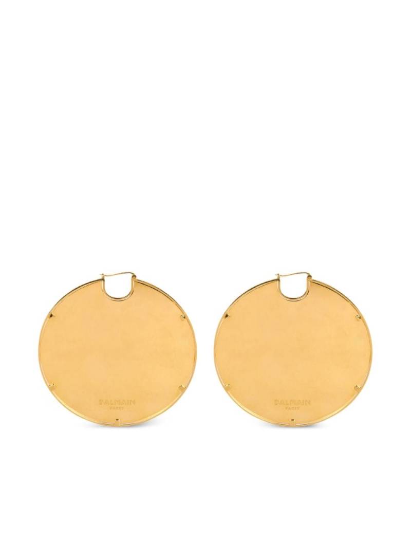 Balmain logo-engraved hoop earrings - Gold von Balmain