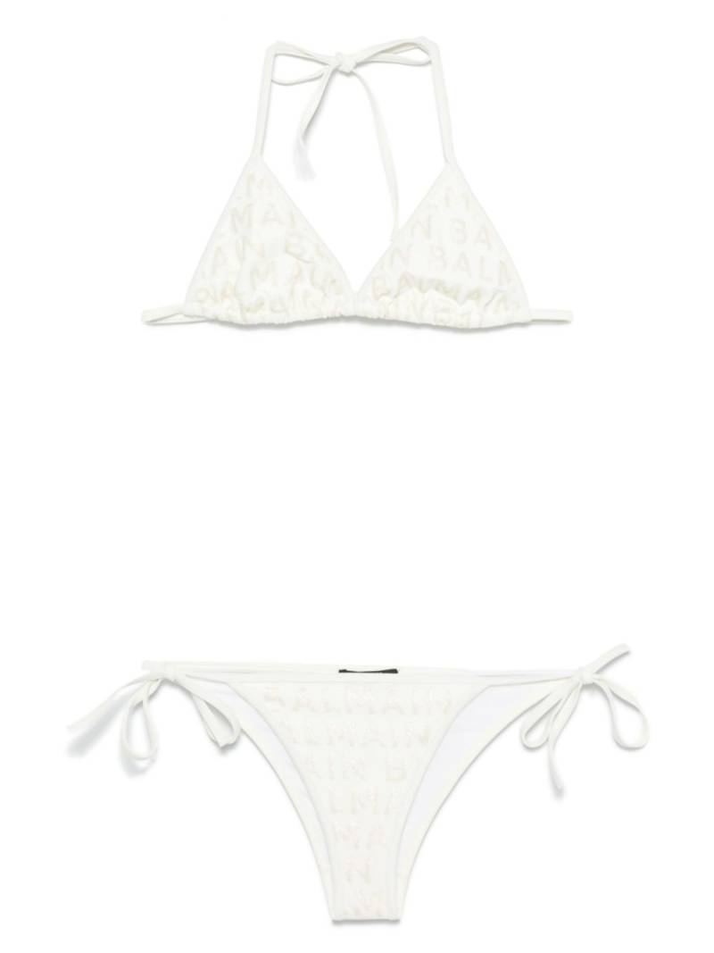 Balmain logo-glitter bikini set - White von Balmain