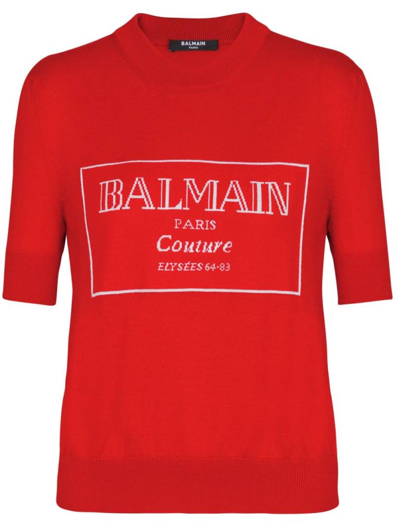 Balmain logo-intarsia T-shirt - Red von Balmain