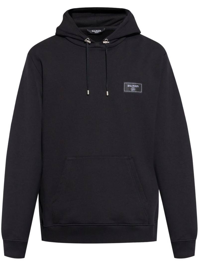 Balmain logo-patch hoodie - Black von Balmain