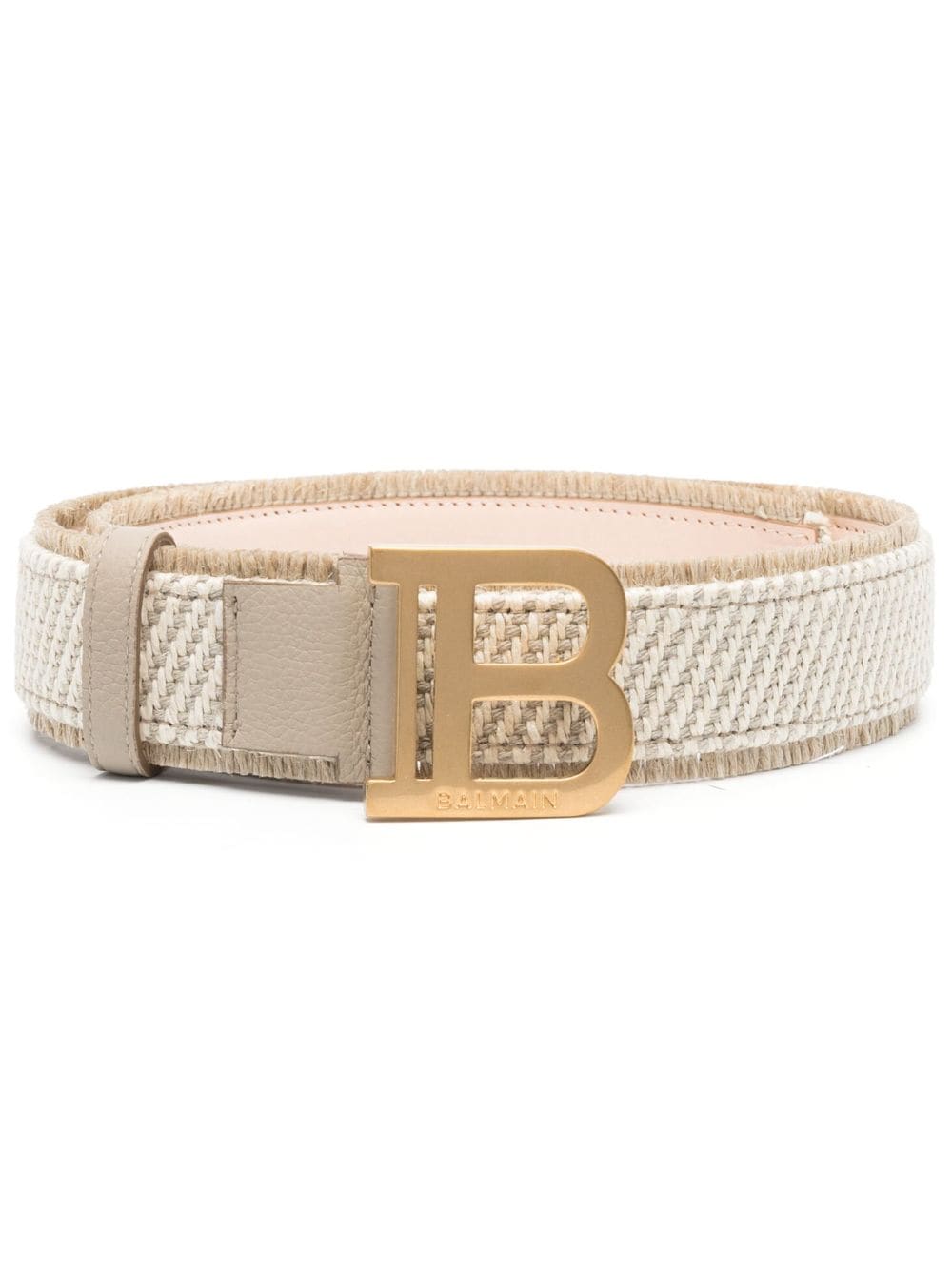 Balmain logo-plaque jute belt - Neutrals von Balmain