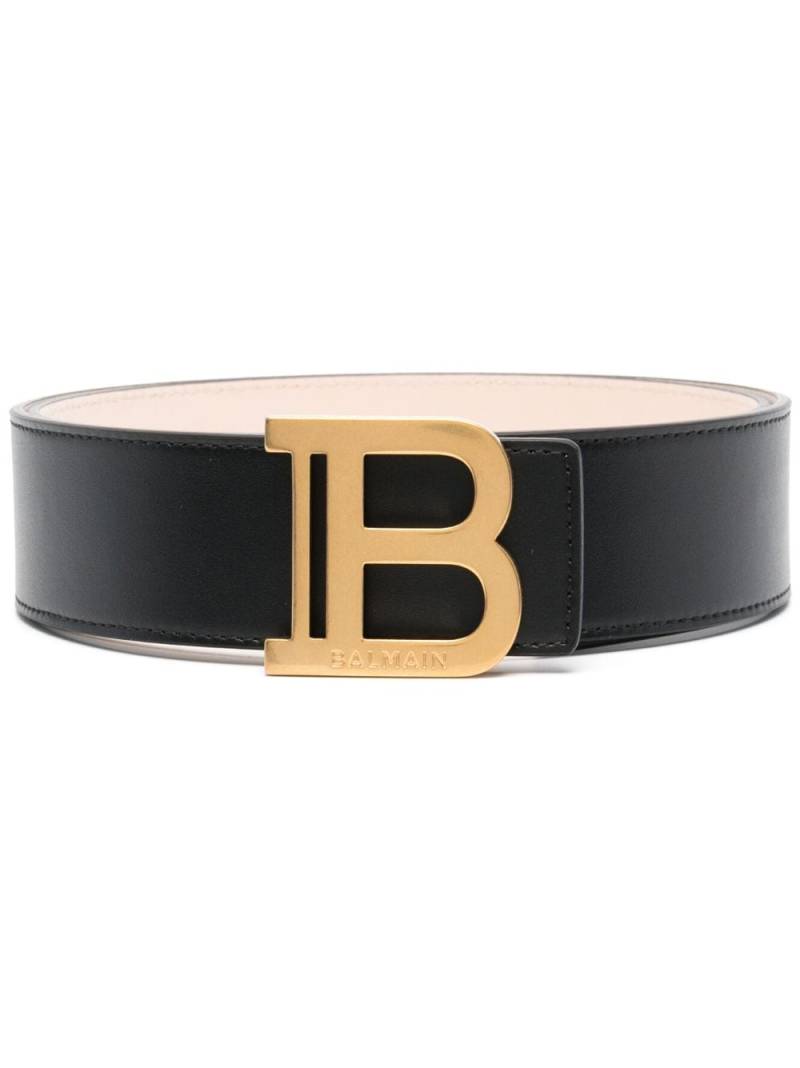 Balmain logo-plaque leather belt - Black von Balmain