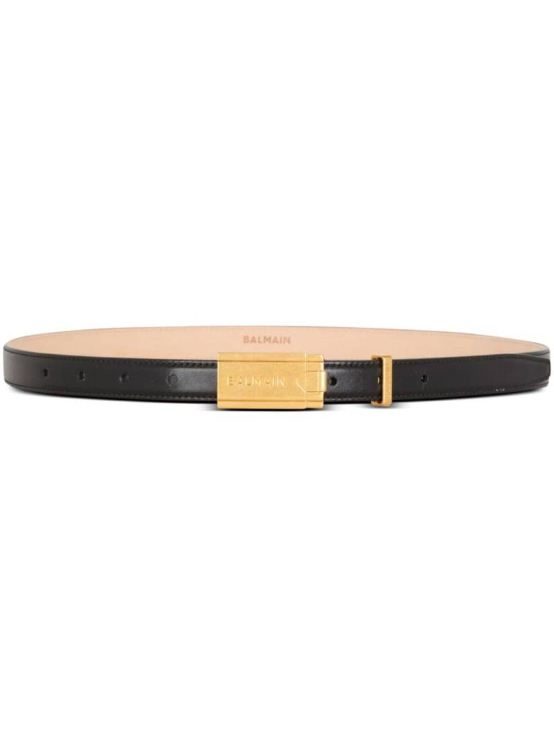 Balmain logo-plaque leather belt - Black von Balmain