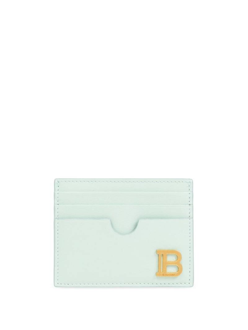 Balmain logo-plaque leather cardholder - Blue von Balmain