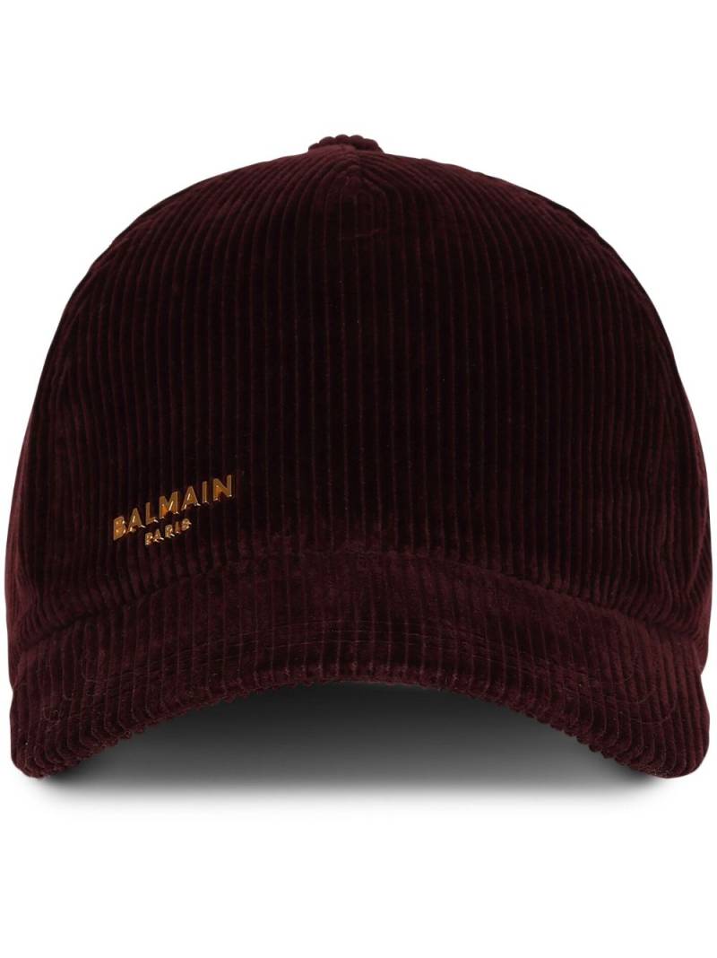 Balmain logo-print corduroy cap - Black von Balmain