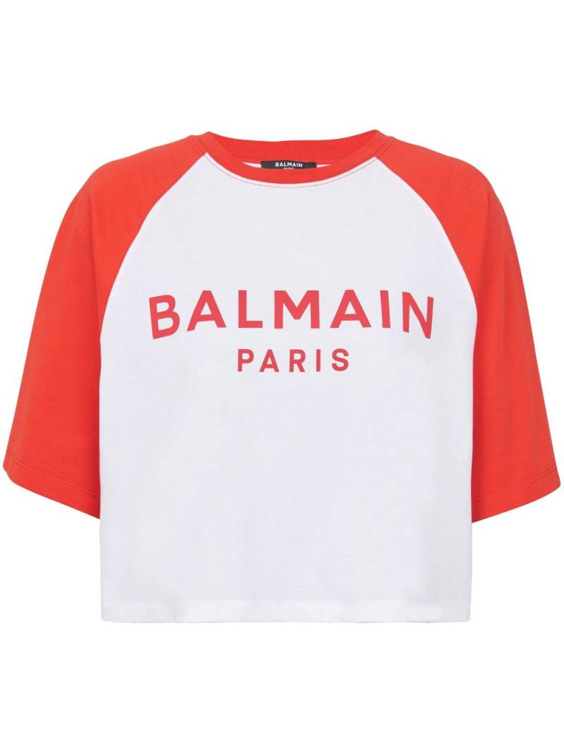 Balmain logo-print cotton T-shirt - White von Balmain