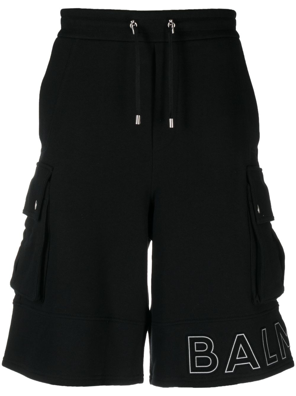 Balmain logo-print cotton cargo shorts - Black von Balmain