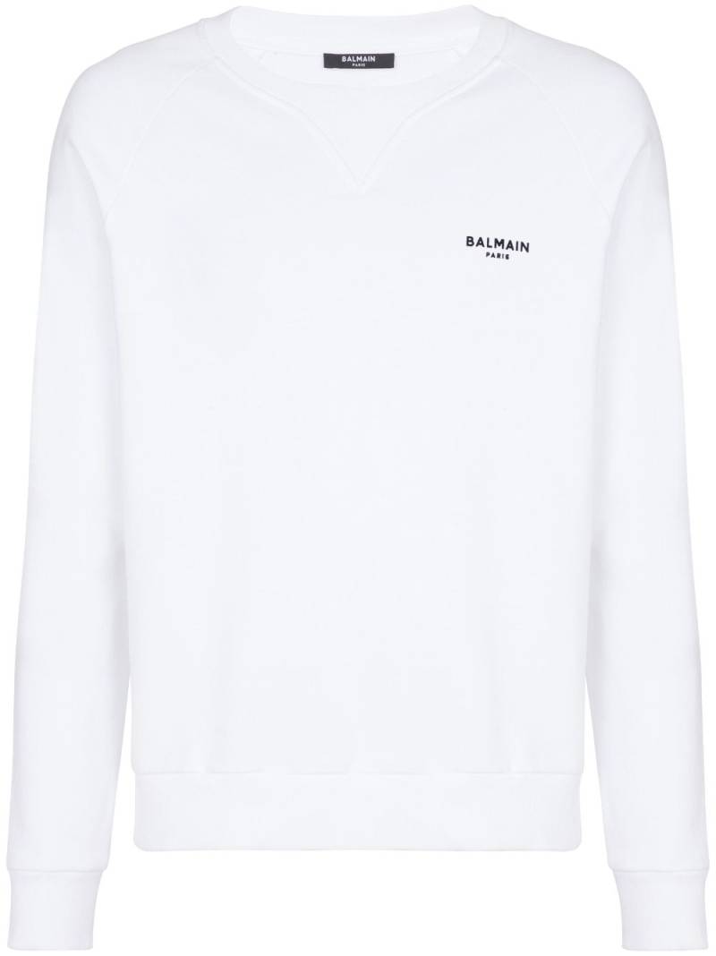 Balmain logo-print cotton sweatshirt - White von Balmain