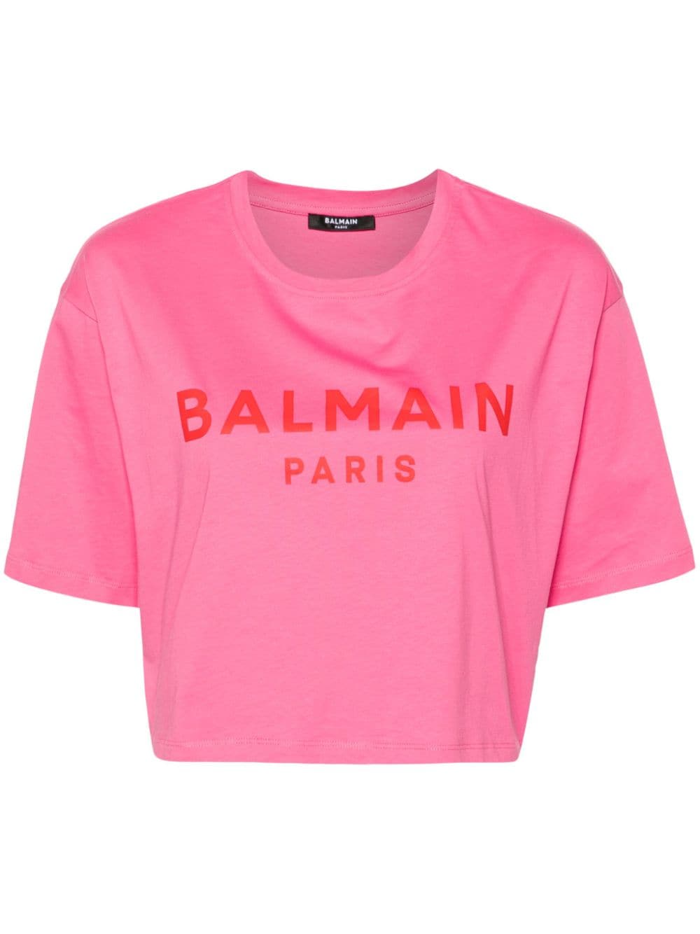 Balmain logo-print cropped T-shirt - Pink von Balmain