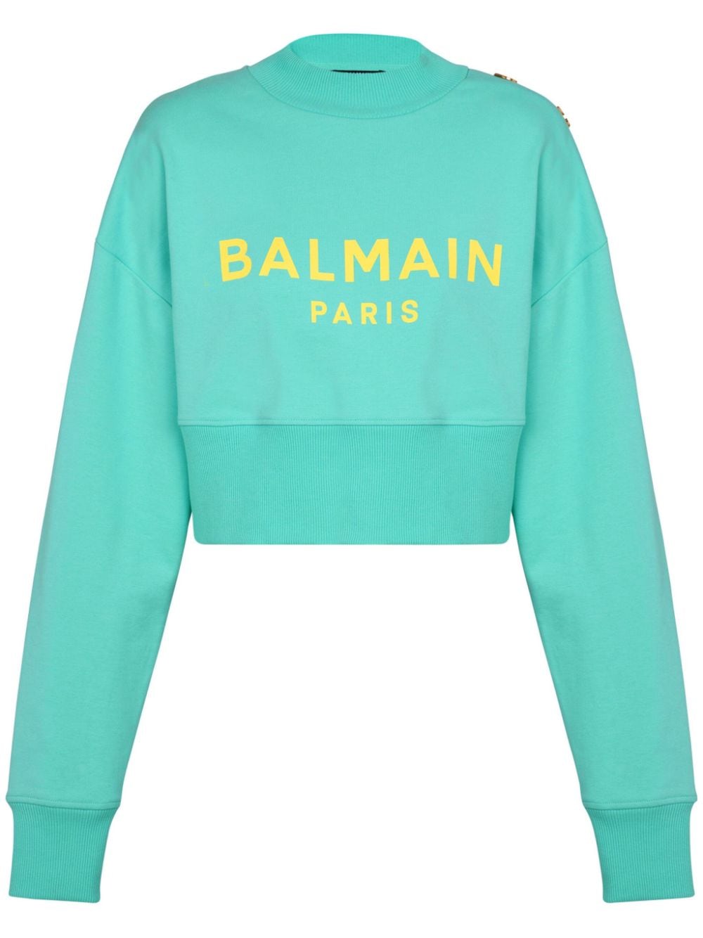 Balmain logo-print cropped sweatshirt - Blue von Balmain