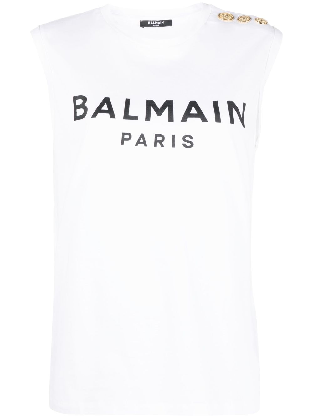 Balmain logo-print detail tank top - White von Balmain