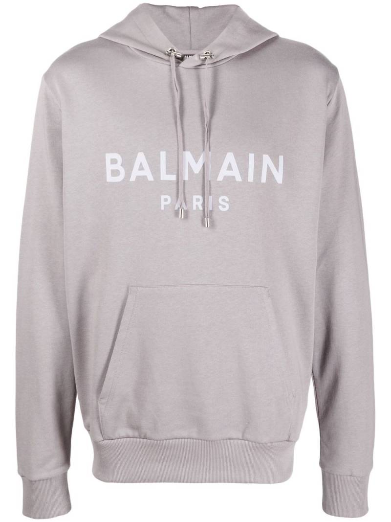 Balmain logo-print drawstring hoodie - Grey von Balmain