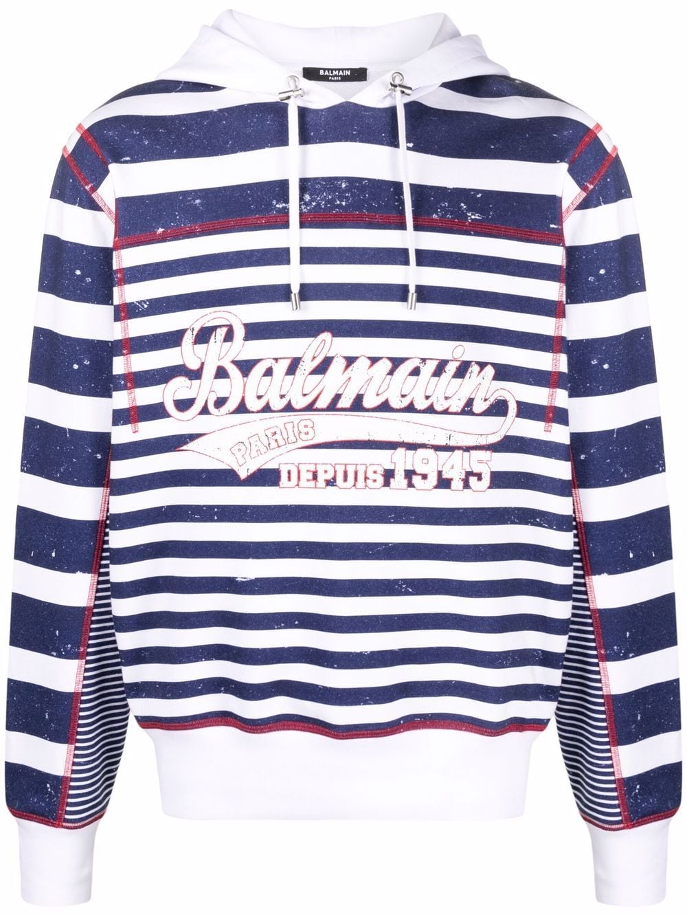 Balmain logo-print striped hoodie - White von Balmain