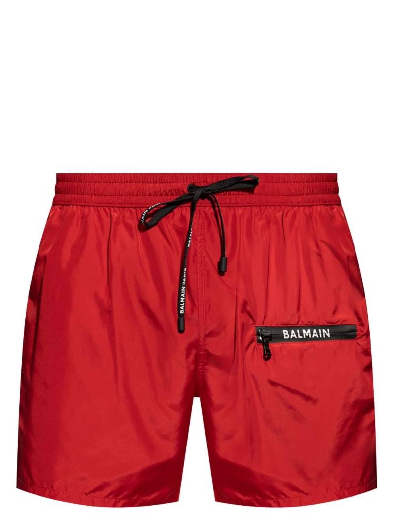 Balmain logo-print swim shorts - Red von Balmain