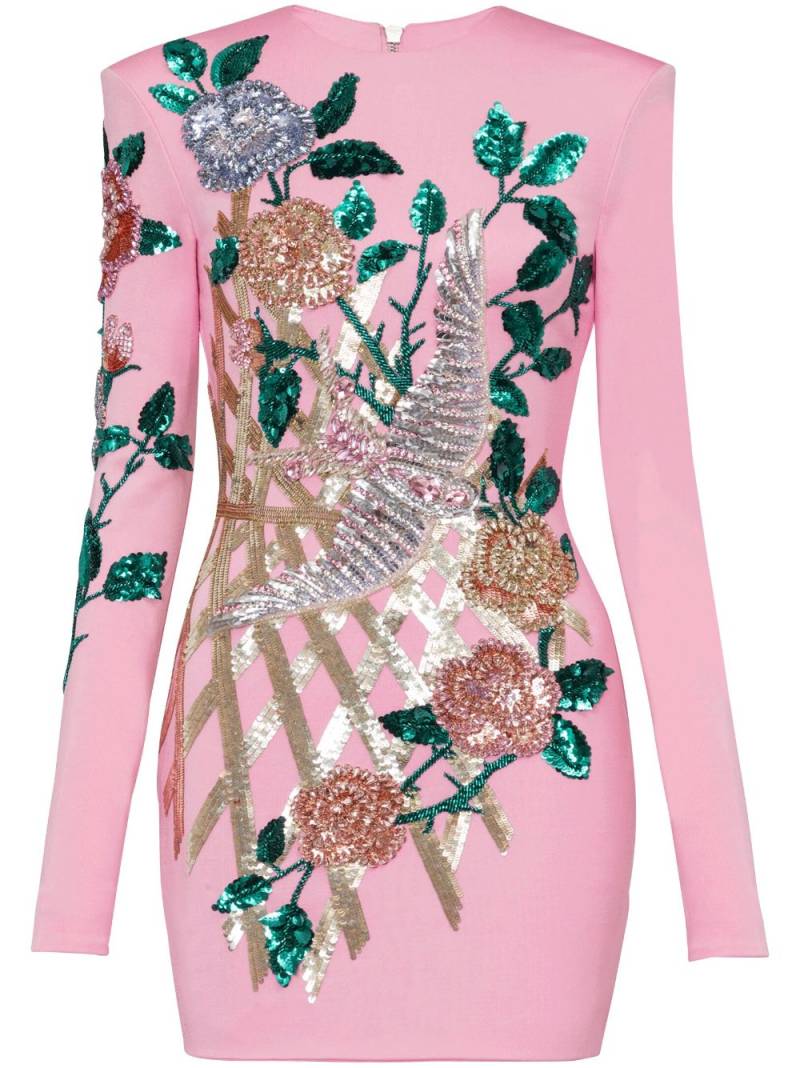 Balmain long-sleeved sequinned minidress - Pink von Balmain