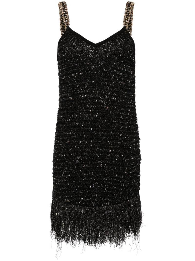 Balmain fringed Lurex tweed minidress - Black von Balmain