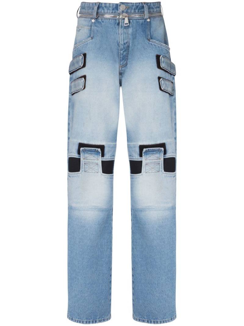 Balmain mesh-detail loose-cut denim jeans - Blue von Balmain