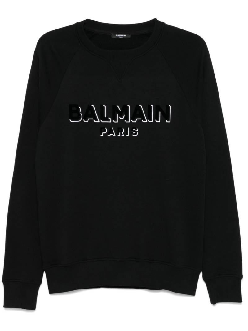 Balmain metallic flocked-logo sweatshirt - Black von Balmain