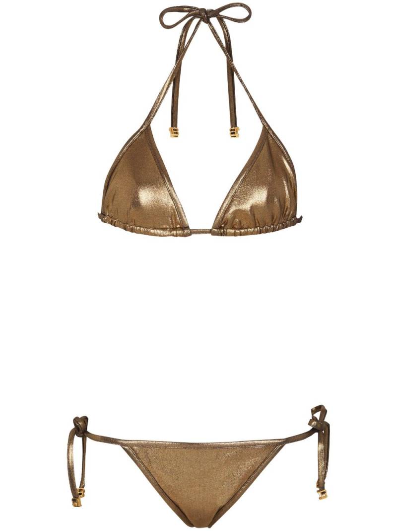 Balmain metallic triangle bikini set - Gold von Balmain