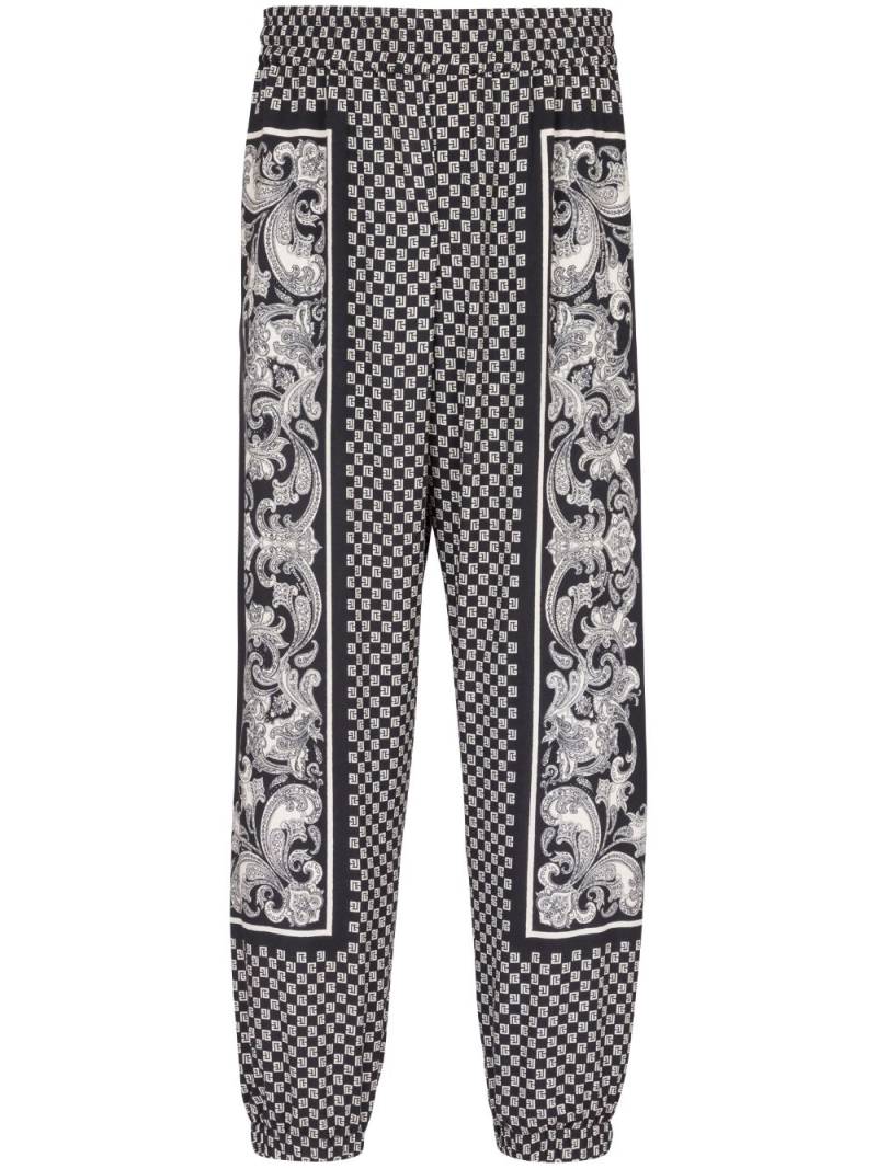 Balmain monigram-print elasticated-waistband track pants - Black von Balmain