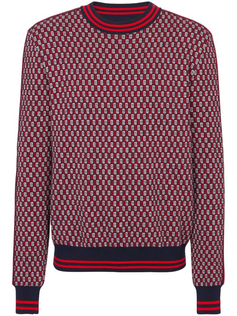 Balmain monogram check-pattern jumper - Red von Balmain