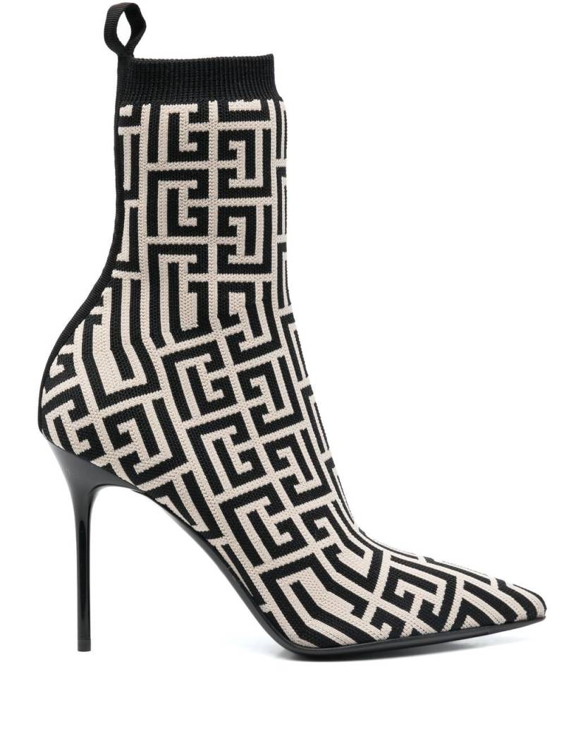 Balmain monogram-jacquard pointed boots - Neutrals von Balmain