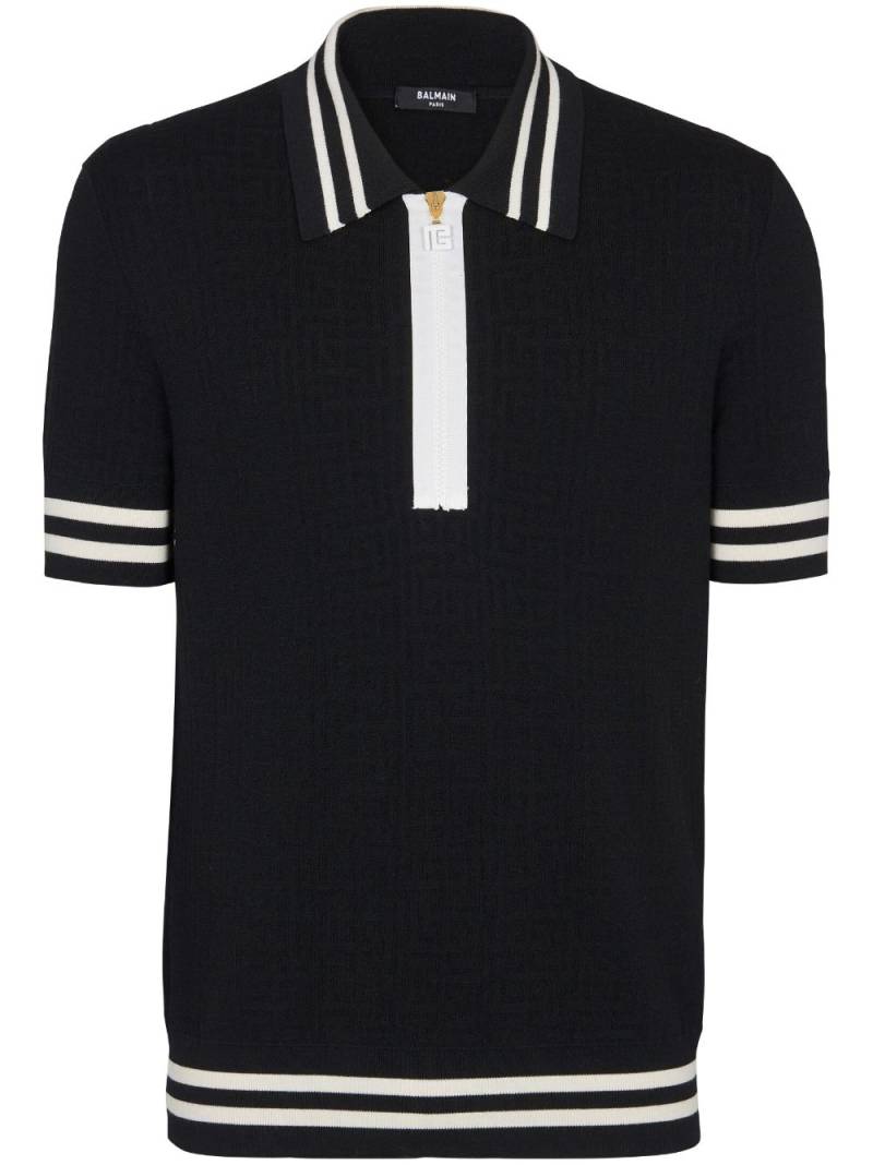 Balmain monogram-jacquard polo shirt - Black von Balmain