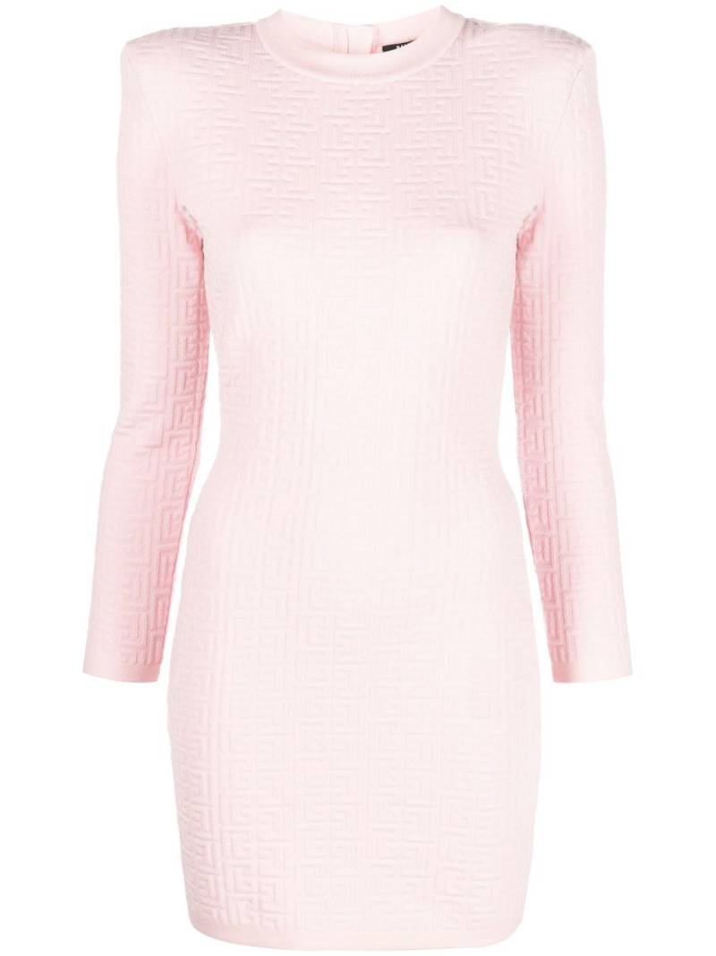 Balmain monogram knitted mini dress - Pink von Balmain