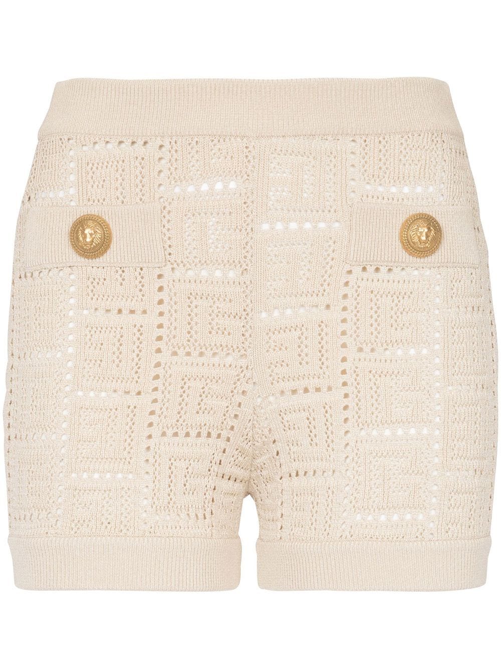 Balmain monogram mesh knitted shorts - Neutrals von Balmain