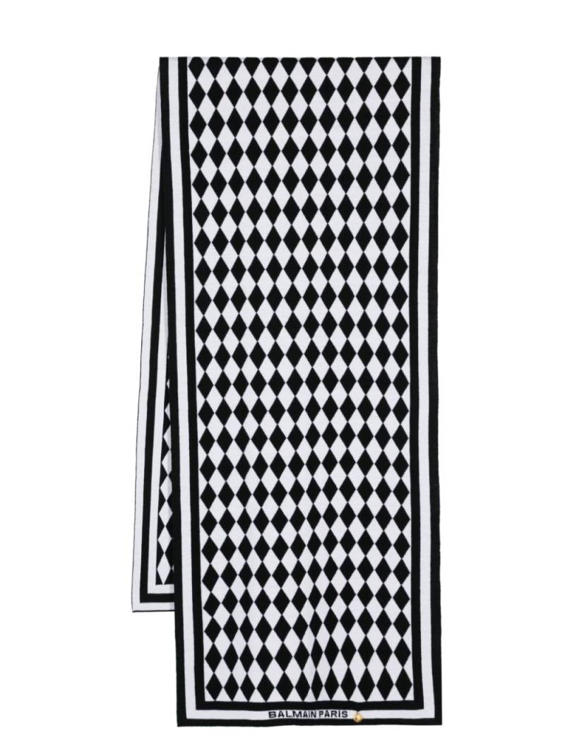 Balmain monogram-pattern merino scarf - Black von Balmain