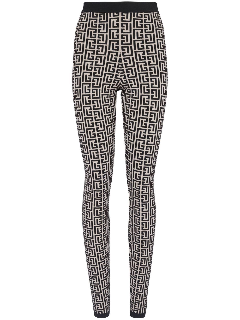 Balmain monogram-print high-waisted leggings - Black von Balmain