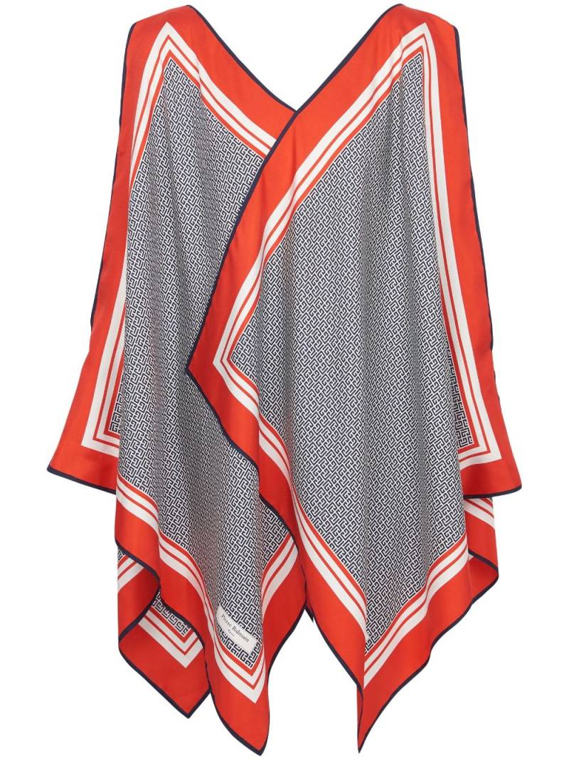 Balmain monogram-print silk scarf dress - Red von Balmain