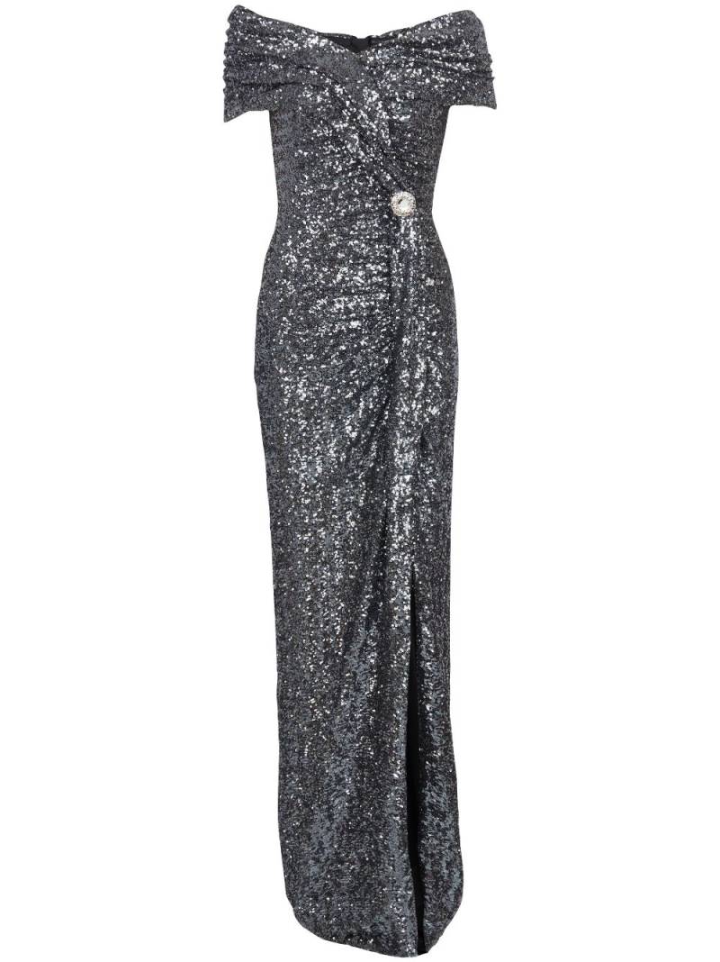 Balmain off-shoulder sequin-embellished gown - Silver von Balmain